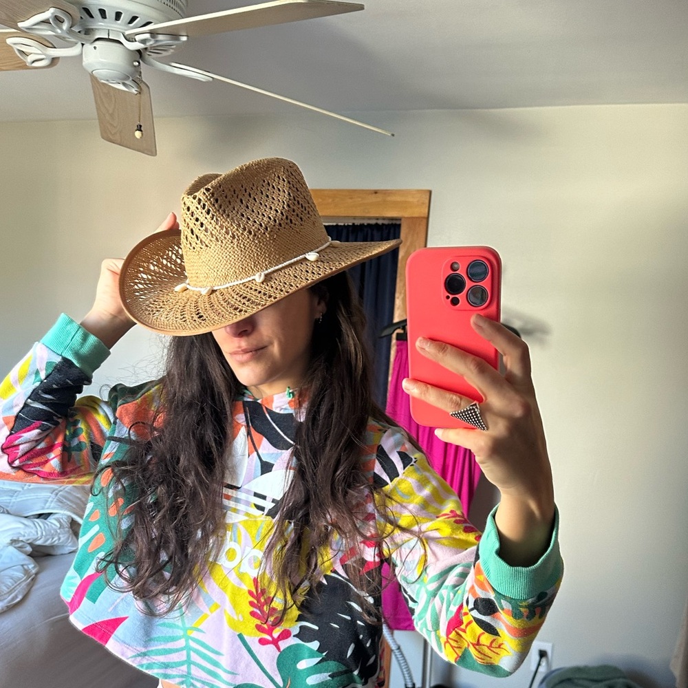 NWT WYETH Tan Wicker Rancher Hat - Picture 7 of 11